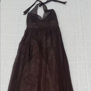 BCBGMaxAzria Dark Brown Halter Backless Dress